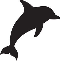 silhouette of a black dolphin swimming