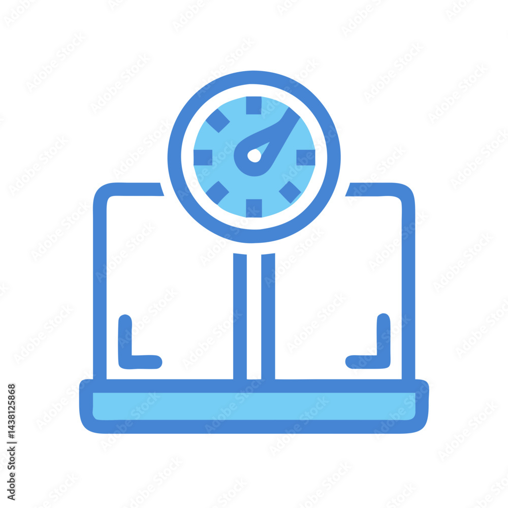 Poster weight scale icon with a minimalist design featuring a dial for measurement.