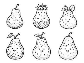 Strawberry pear vector line art illustration