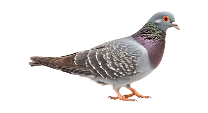 Graceful Standing Pigeon with Transparent Backdrop, png