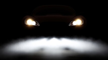 Dark Night Car Headlights Fog