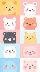 Bear and Bunny Cartoon Grid