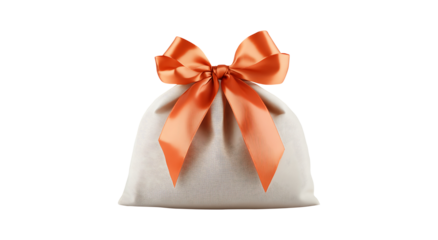 Colorful Silk Pouch with Orange Bow, Perfect for Gifting, isolated on transparent background