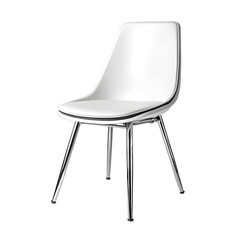 White chair with metal legs isolated on white background modern design.