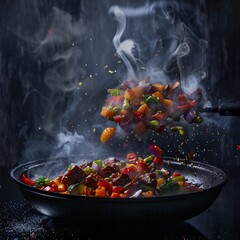 frying pan filled vegetables