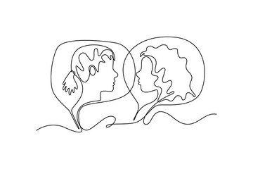 Community focus concept. Single line draw design. Vector graphic illustration