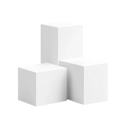 Obraz premium Geometric composition of three white cubes in minimalist style against emptiness backdrop