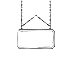 Blank Hanging Sign with Chains Sketch