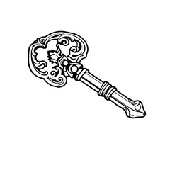 Ornate Antique Skeleton Key Illustration