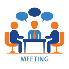 Simple Conference Table, Corporate Brainstorming People, Icons Business, Isolated