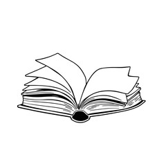 Open Book Hand Drawn Line Art Illustration
