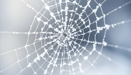 Obraz premium Closeup Spiderweb Detail With Gray Blurred Background