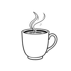 Hot Drink in a Mug Line Art Illustration