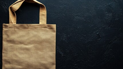 Eco friendly reusable s tote bag on dark textured background perfect for shopping sustainable shopping eco lifestyle zero waste