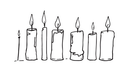 Candles set line art