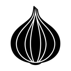 Garlic Silhouette Vector Icon Minimalist Design on White Background.