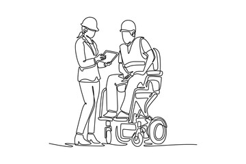 Community focus concept. Single line draw design. Vector graphic illustration