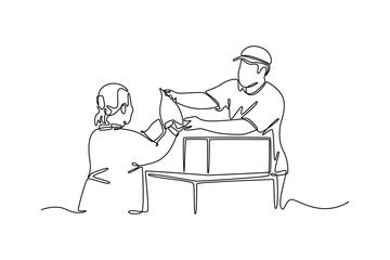 Community focus concept. Single line draw design. Vector graphic illustration