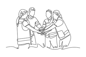 Community focus concept. Single line draw design. Vector graphic illustration