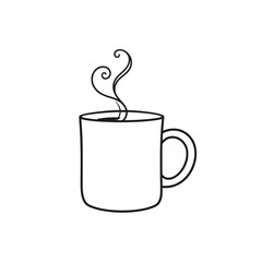 Simple Line Drawing of a Mug of Hot Coffee or Tea