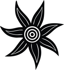 Black and white floral vector illustration with abstract flower and leaf design for tattoo art