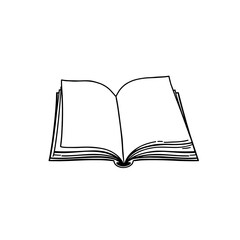 Open Book Outline Illustration Simple Line Drawing
