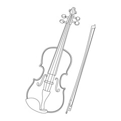 Violin line art vector design. Violin outline illustration design.