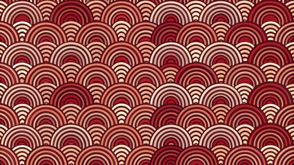 Fototapeta premium Abstract Geometric Pattern with Red and Beige Concentric Circles