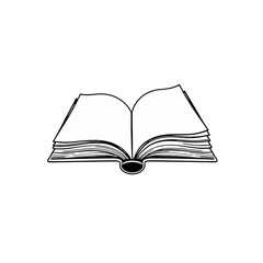 Open Book Illustration Simple Line Drawing