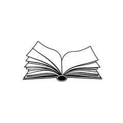 Open Book Icon Line Art Illustration