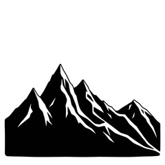 Black and White Mountain Range Silhouette Illustration