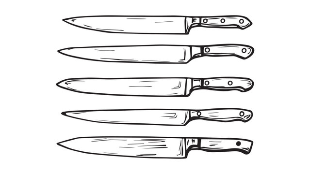 Chef's knife set line art