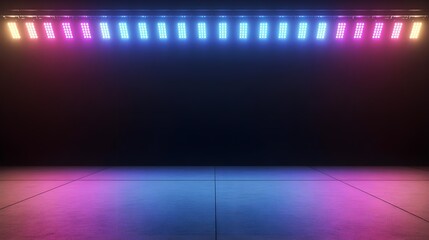 Blue and Pink Stage Lights Illuminate Dark Space for Performances
