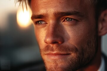 Fototapeta premium A close up of a man with a beard and blue eyes