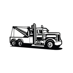 Tow truck vector. Wrecker monochrome icon illustration isolated