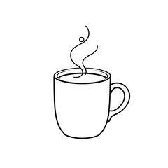 Hot Drink in Mug Line Art Illustration
