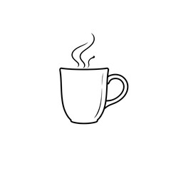Simple Line Drawing of a Hot Mug of Coffee or Tea