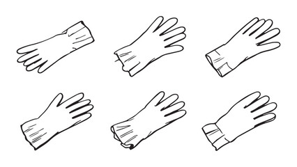 Cleaning gloves line art