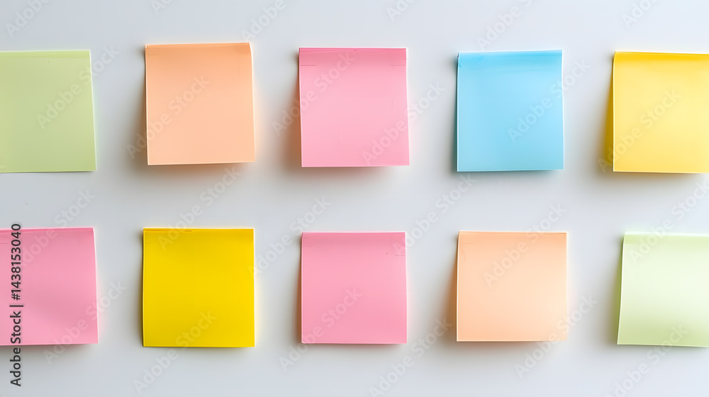 Poster creative organization with sticky notes office space visual display overcast environment top-down vi