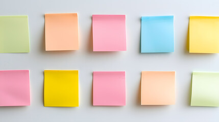 Creative organization with sticky notes office space visual display overcast environment top-down view productivity concept