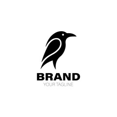 Raven Logo. Raven Logo Design. Raven Logo Brand. Raven Logo Vector Design Isolated on White Background