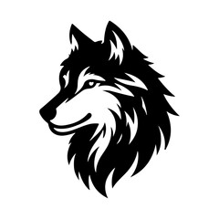 A wild canine vector illustration shows an isolated black wolf head