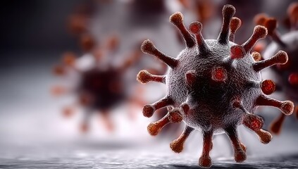 A close up of a coronavirus on a table