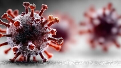 A close up of a coronavirus on a white surface