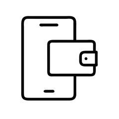 mobile wallet line art icon vector illustration