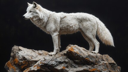 Majestic Arctic Wolf Standing Proudly on Rocky Outcrop in Nature