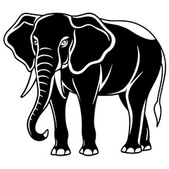 Obraz premium Silhouetted Elephant Illustration Representing Wildlife and Nature in Bold Simplicity
