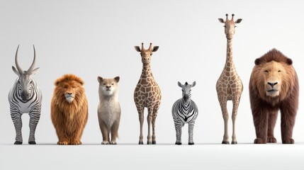 A group of different types of animals standing next to each other