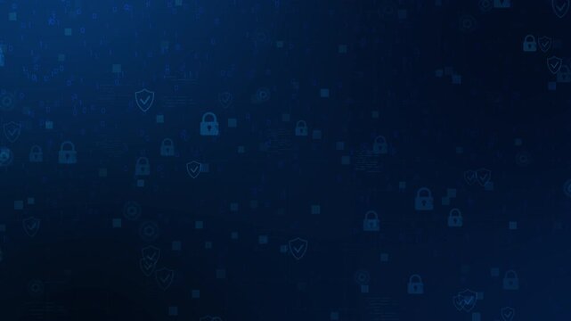 Cyber security concept. Shield With Keyhole icon on digital data background. Cyber data security or information privacy idea. Blue abstract hi speed internet technology