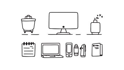 Desk set line art